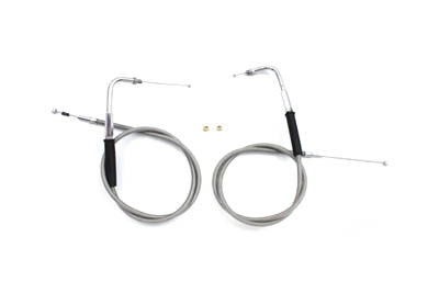 36-0856 - 34  Stainless Steel Throttle and Idle Cable Set by V-Twin