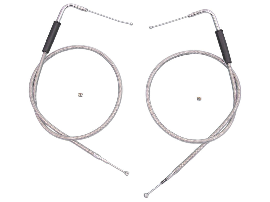 36-0857 - 34-1/4  Stainless Steel Throttle and Idle Cable Set by V-Twin