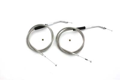 36-0868 - Stainless Steel Throttle and Idle Cable Set with 45.83 inch by V-Twin