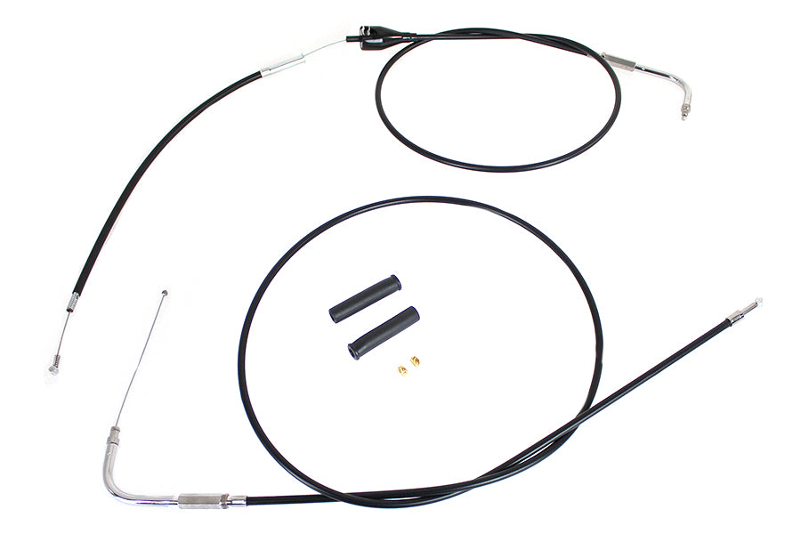 36-0879 - Stainless Steel Throttle and Idle Cable Set Black Coat +8 in by V-Twin