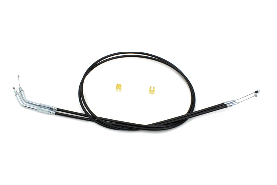 36-2561 - Black Throttle and Idle Cable Set with 45? Elbow Fitting by V-Twin