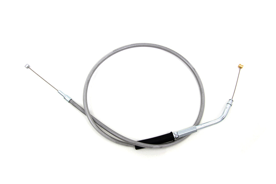 36-8022 - 35 inch Braided Stainless Steel Throttle Cable by V-Twin