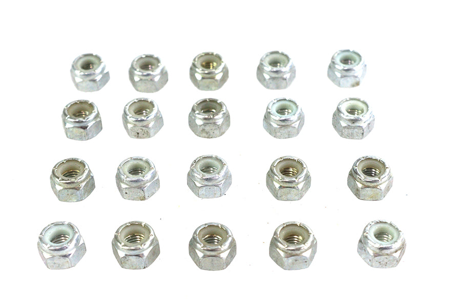 37-0667 - Zinc Hex Nuts 1/4 -28 Nyloc by V-Twin