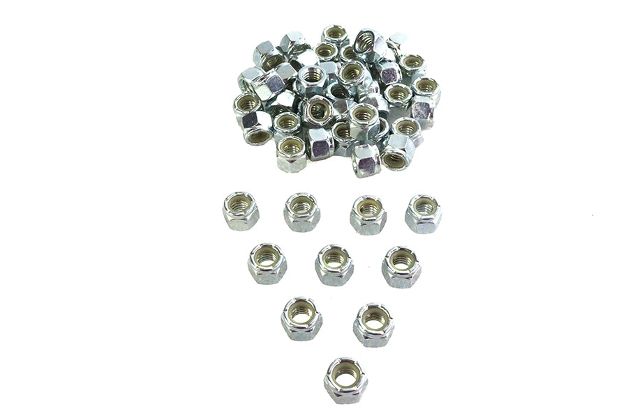 37-0670 - Zinc Hex Nuts 3/8 -16 Nyloc by V-Twin