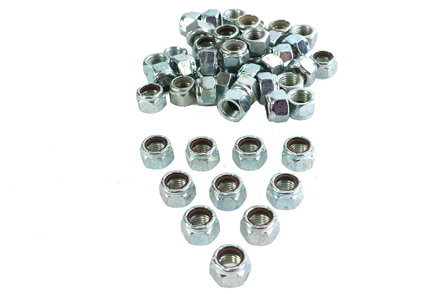 37-0673 - Zinc Hex Nuts 7/16 -20 Nyloc by V-Twin