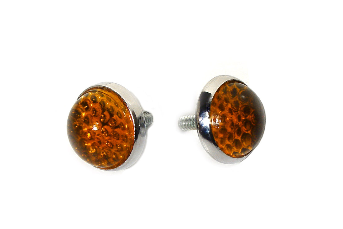37-8894 - License Plate Frame Reflectors Amber Glass by V-Twin