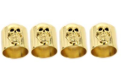 37-9079 - Skull Pushrod Cover Cup Set Gold by V-Twin