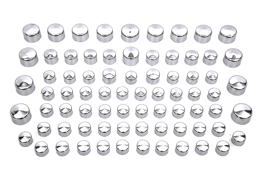 37-9526 - Wyatt Gatling Chrome Bolt Cap 75 Piece Cover Kit by V-Twin