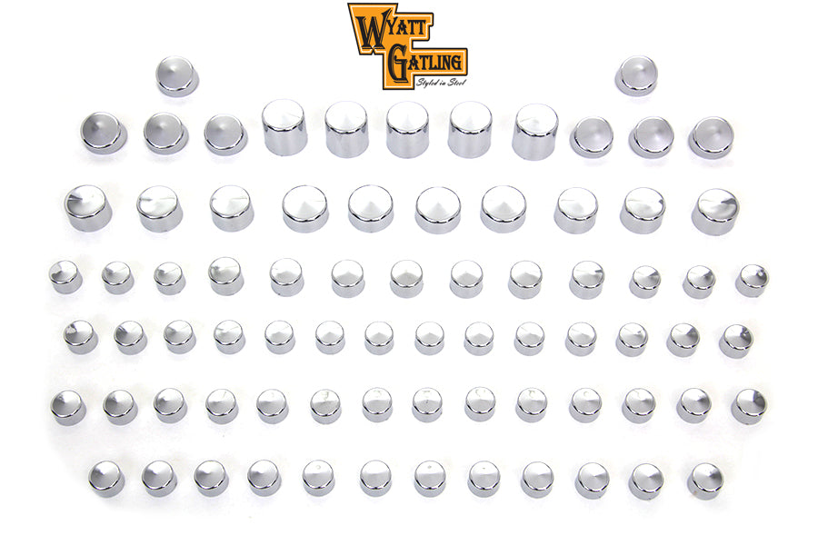 37-9528 - Wyatt Gatling Chrome Bolt Cap 76 Piece Cover Kit by V-Twin