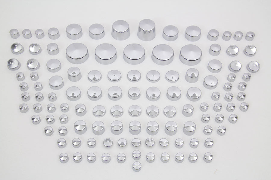 37-9538 - Wyatt Gatling Chrome Bolt Cap 116 Piece Cover Kit by V-Twin