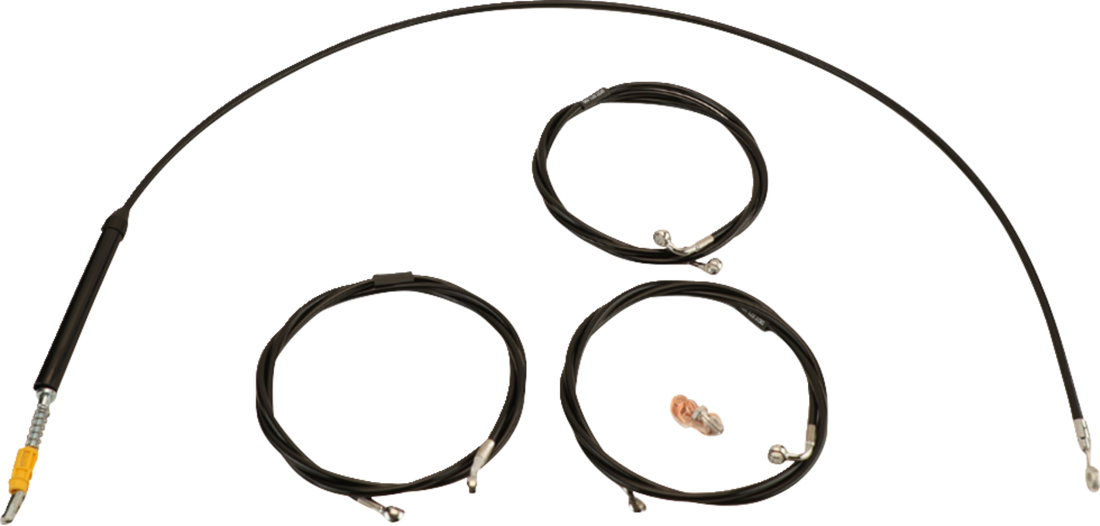 LA CHOPPERS Standard Black Vinyl Handlebar Cable/Brake Line Kit - 15"-17" Ape Hangers - '23-'25 Touring LA-8059KT-16B