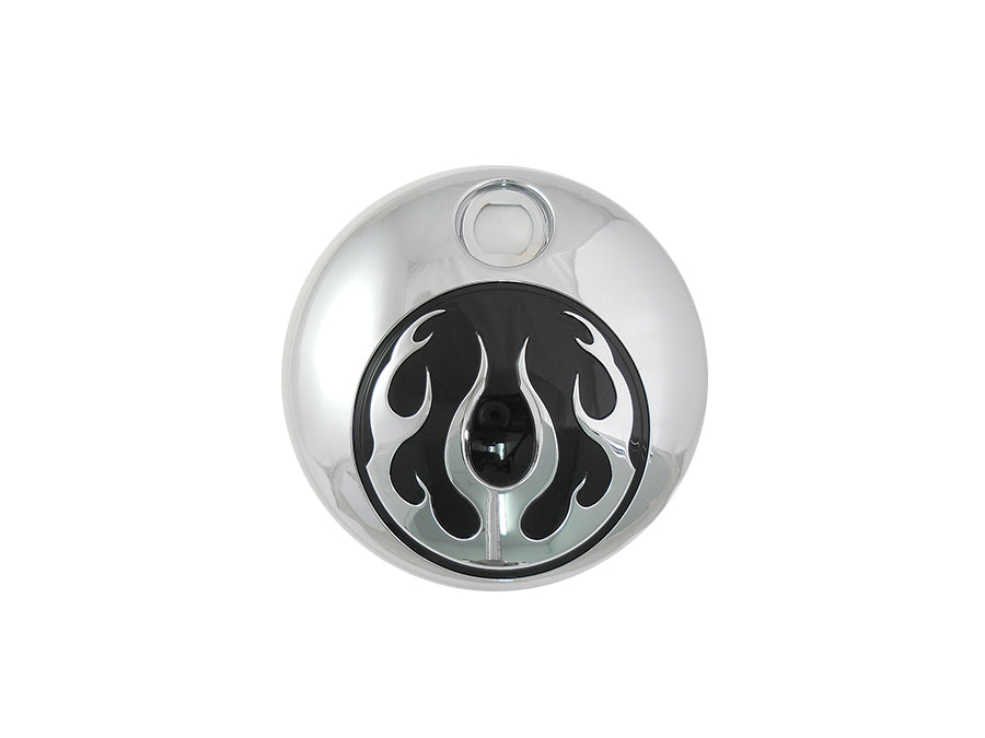 38-0605 - Chrome with Chrome Flames FLT Fuel Tank Console Door by Wyatt Gatling