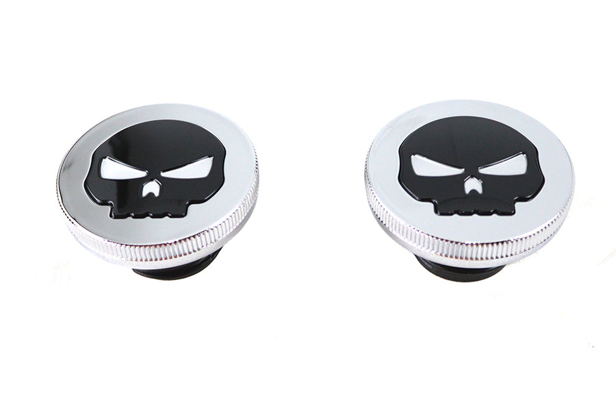 38-0620 - Chrome Skull Style Vented and Non-Vented Gas Cap Set by Wyatt Gatling