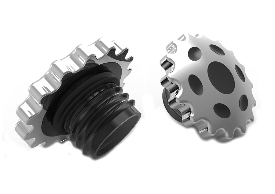38-0663 - Sprocket Gas Cap Set Vented and Non-Vented Chrome by Wyatt Gatling