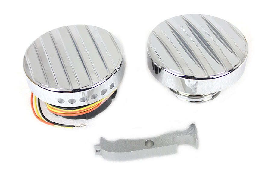 38-0988 - Chrome LED Ribbed Style Fuel Gauge and Filler Cap Set by Wyatt Gatling