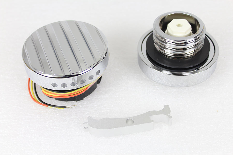 38-0988 - Chrome LED Ribbed Style Fuel Gauge and Filler Cap Set by Wyatt Gatling