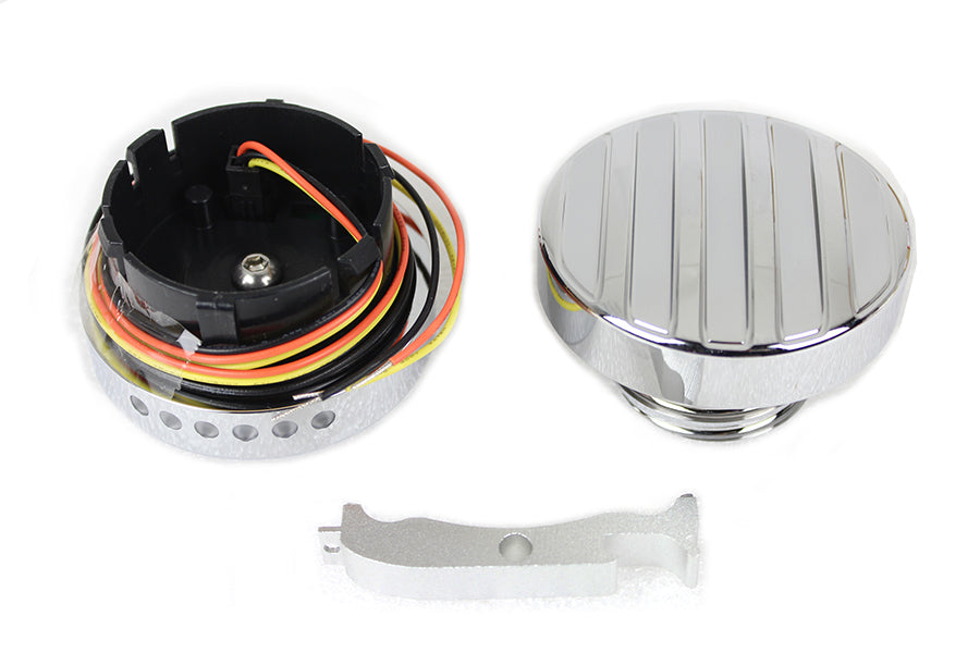 38-0988 - Chrome LED Ribbed Style Fuel Gauge and Filler Cap Set by Wyatt Gatling