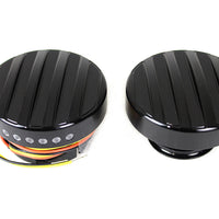 38-0989 - Black LED Ribbed Style Fuel Gauge and Filler Cap Set by Wyatt Gatling