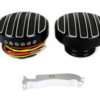 38-0990 - Black LED Cut Ribbed Style Fuel Gauge and Filler Cap Set by Wyatt Gatling
