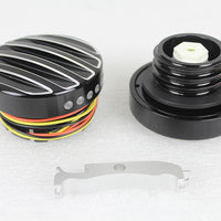 38-0990 - Black LED Cut Ribbed Style Fuel Gauge and Filler Cap Set by Wyatt Gatling