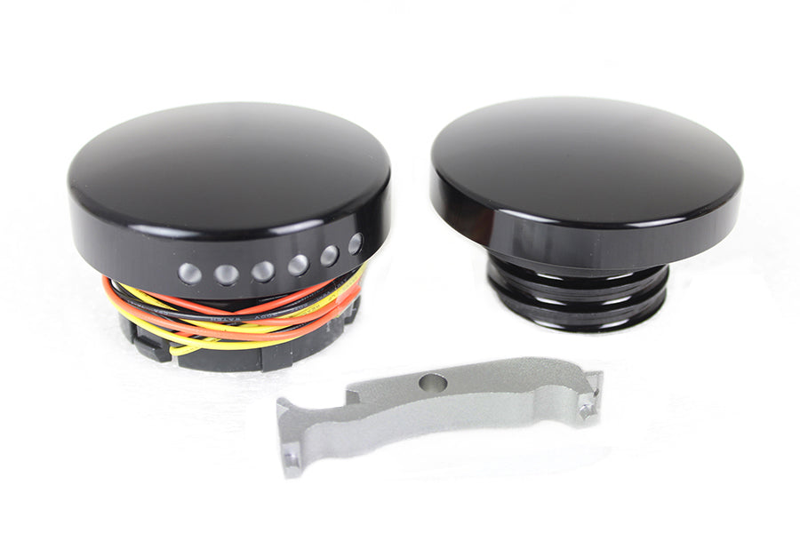 38-0992 - Black LED Smooth Style Fuel Gauge and Filler Cap Set by Wyatt Gatling