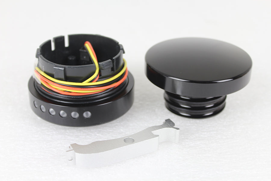 38-0992 - Black LED Smooth Style Fuel Gauge and Filler Cap Set by Wyatt Gatling