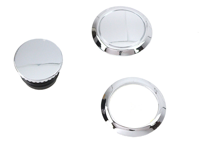 38-7057 - Flush Mount Gas Cap & Left Side Tank Cap Kit Chrome by V-Twin