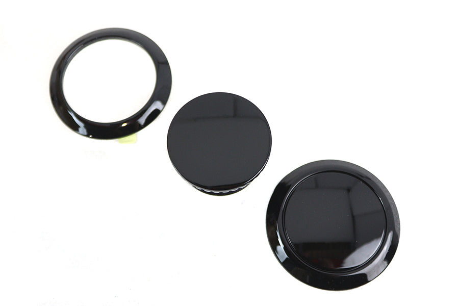 38-7058 - Flush Mount Gas Cap & Left Side Tank Cap Kit Black by V-Twin