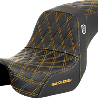 SADDLEMEN Pro Series SDC Performance Seat - Carbon Fiber/Lumbar Gripper - Gold Stitch - Dyna '06-'17 SC80604GOL