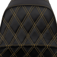 SADDLEMEN Pro Series SDC Performance Seat - Carbon Fiber/Lumbar Gripper - Gold Stitch - Dyna '06-'17 SC80604GOL
