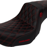 SADDLEMEN Pro Series SDC Performance Seat - Carbon Fiber/Lumbar Gripper - Red Stitch - Dyna '06-'17 SC80604RED