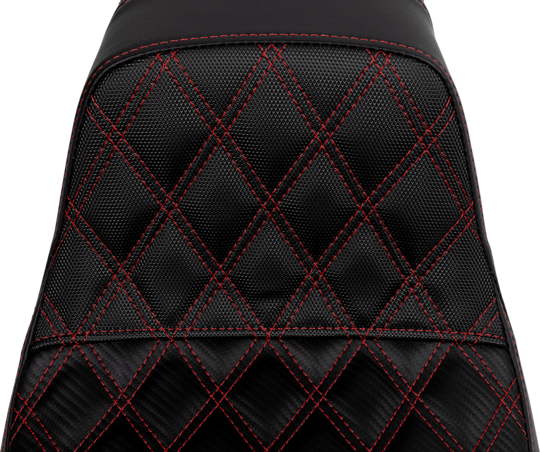 SADDLEMEN Pro Series SDC Performance Seat - Carbon Fiber/Lumbar Gripper - Red Stitch - Dyna '06-'17 SC80604RED