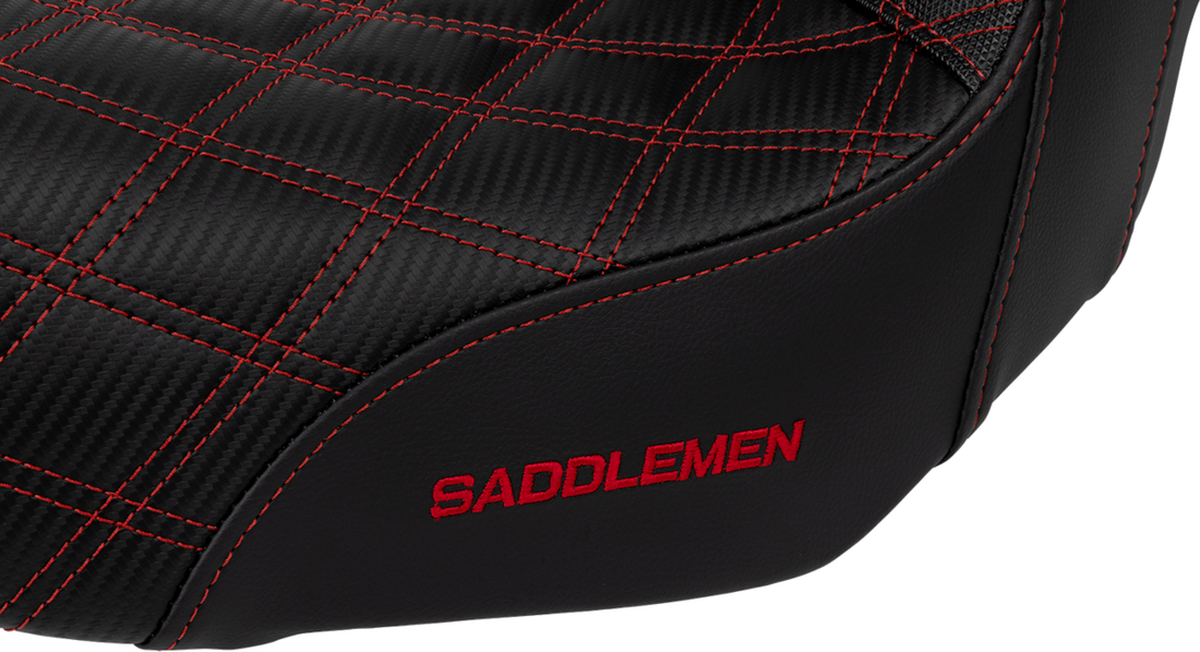 SADDLEMEN Pro Series SDC Performance Seat - Carbon Fiber/Lumbar Gripper - Red Stitch - Dyna '06-'17 SC80604RED