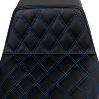 SADDLEMEN Step-Up Seat - Front Lattice Stitch - Blue Stitch - FLH/FLT '08-'23 808-07B-17201