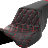 SADDLEMEN Step-Up Seat - Front Lattice Stitch - Red Stitch - FLH/FLT '08-'23 808-07B-17204