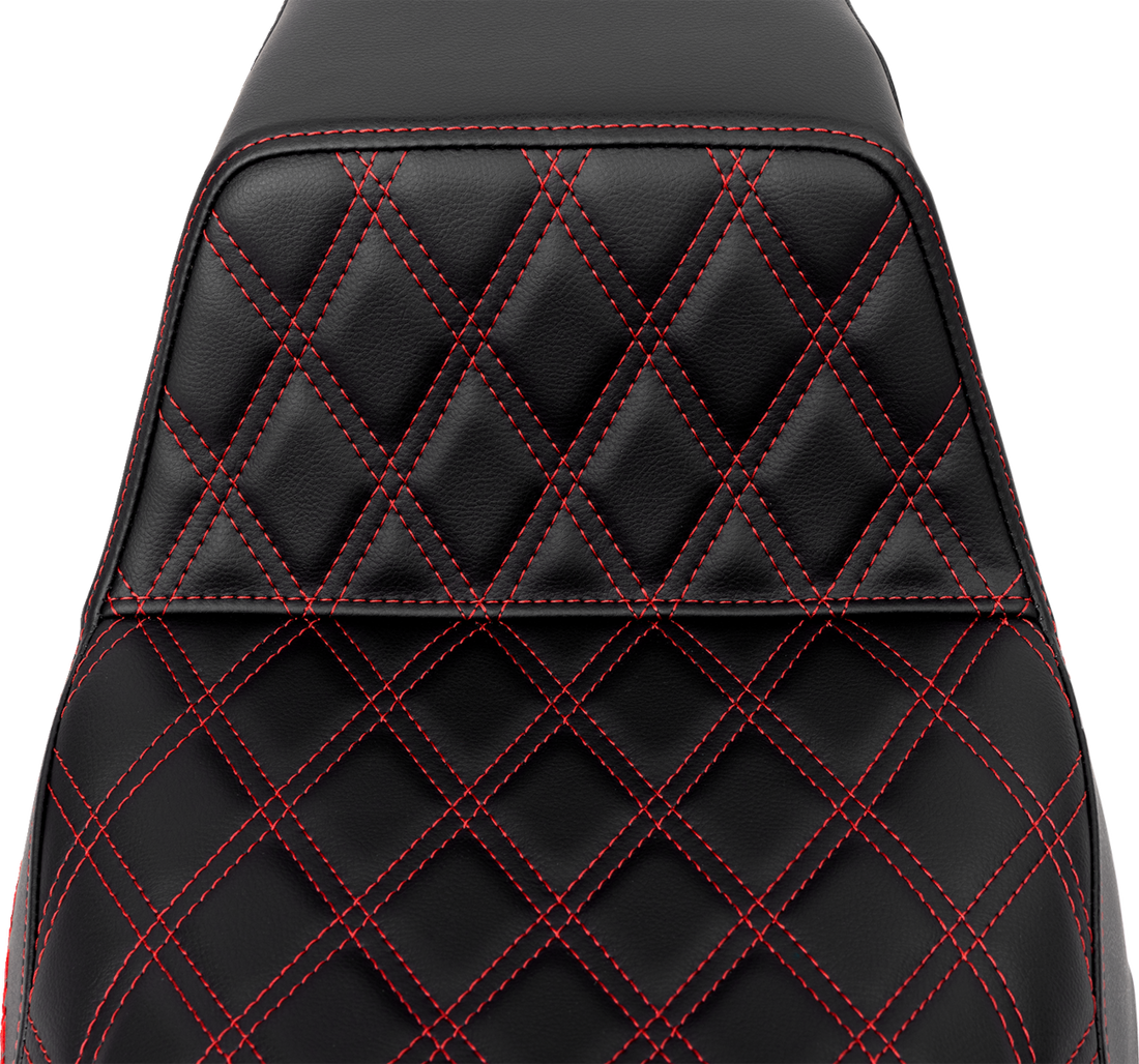 SADDLEMEN Step-Up Seat - Front Lattice Stitch - Red Stitch - FLH/FLT '08-'23 808-07B-17204