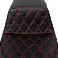SADDLEMEN Step-Up Seat - Front Lattice Stitch - Red Stitch - FLH/FLT '08-'23 808-07B-17204