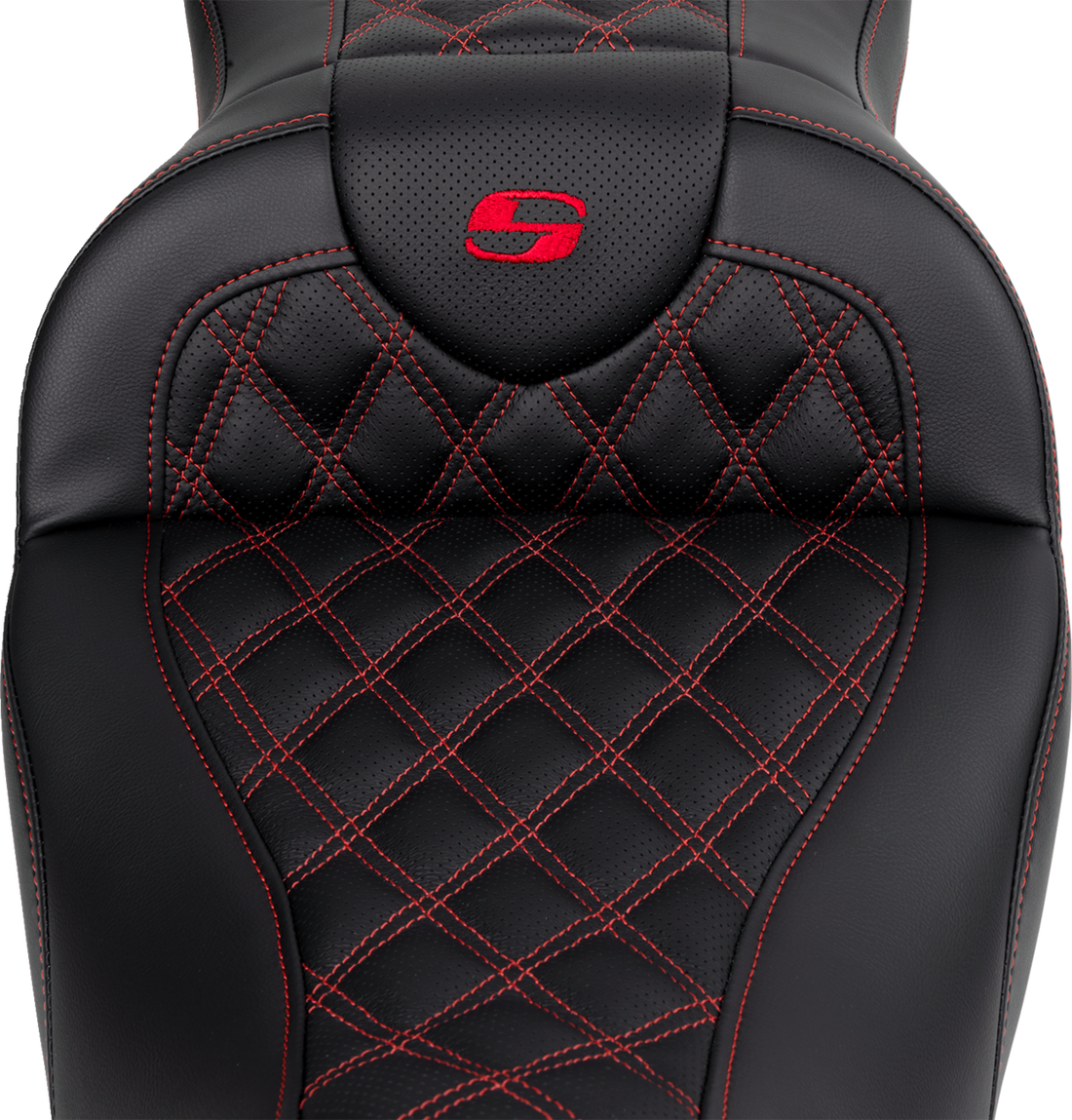 SADDLEMEN Roadsofa™ Seat - with Backrest - Red Stitch - FL '08-'23 808-07B-182B4
