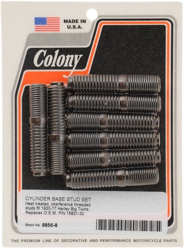 COLONY Cylinder Stud Set - '30-'77 Big Twin 8856-8