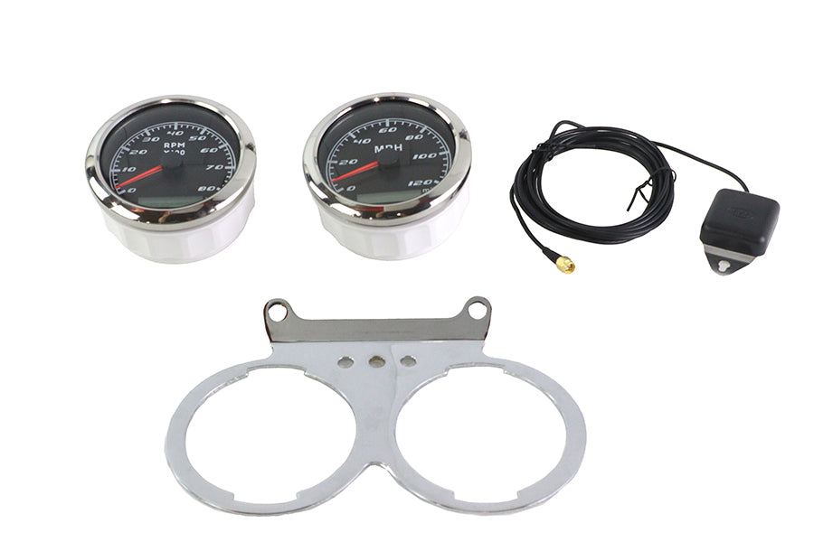 39-0280 - 85mm GPS Speedometer and Tachometer Kit Chrome by V-Twin