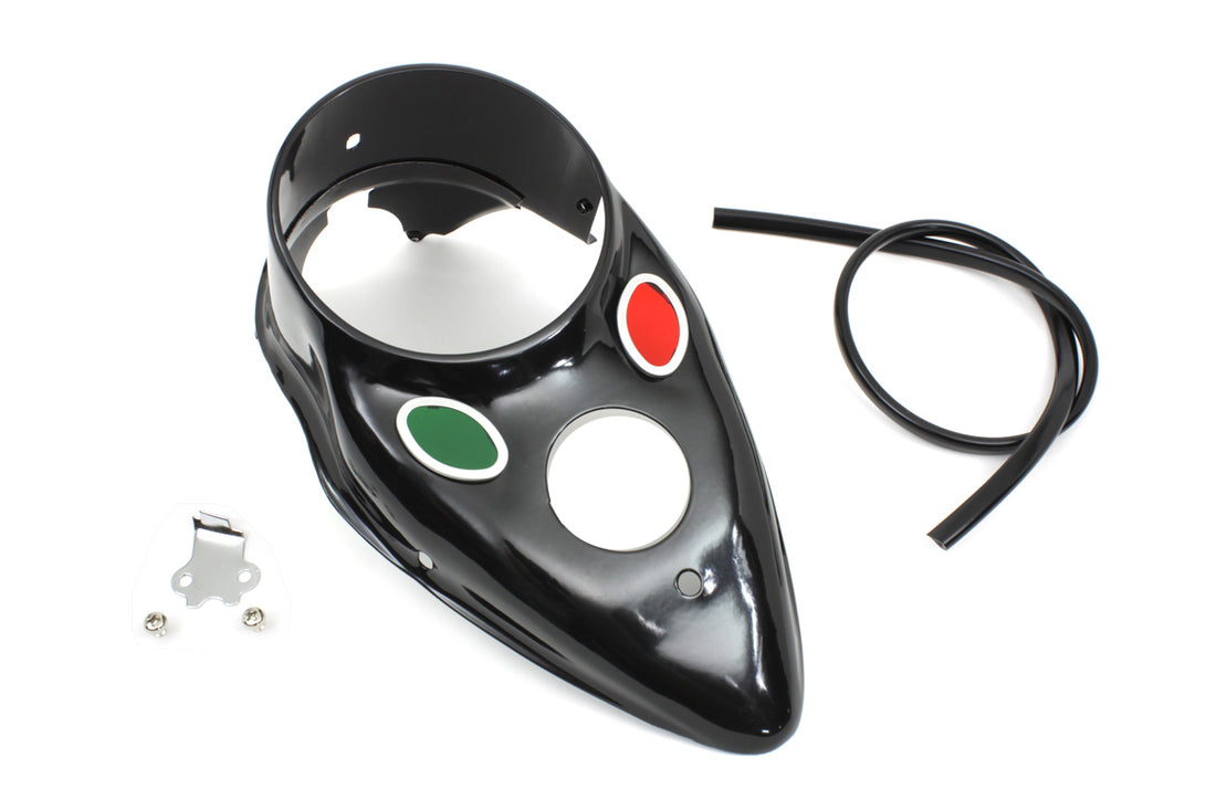 39-0446 - Black Replica Cateye Dash Panel by V-Twin