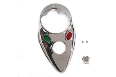 39-0447 - Chrome Replica Cateye Dash Panel by V-Twin
