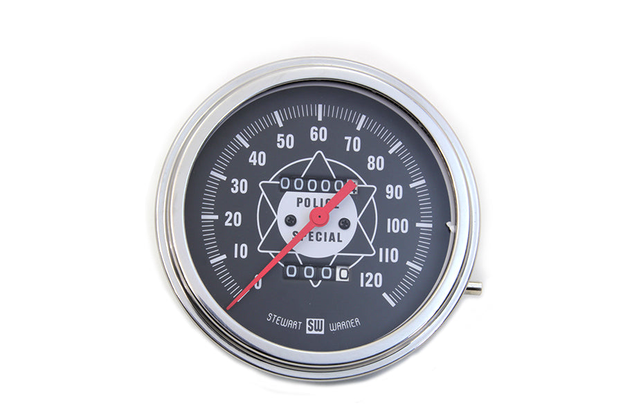 39-0671 - Police Speedometer With Red Needle by V-Twin