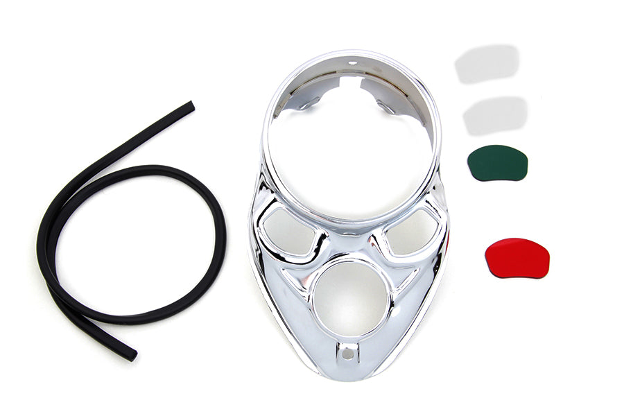 39-0777 - Chrome Skull Dash Panel with Red Lens by V-Twin