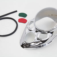 39-0777 - Chrome Skull Dash Panel with Red Lens by V-Twin