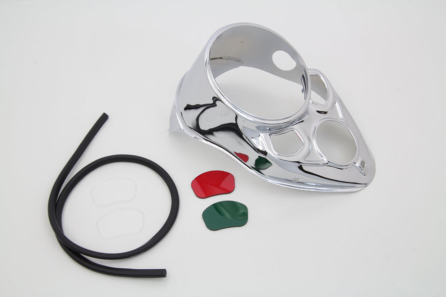 39-0777 - Chrome Skull Dash Panel with Red Lens by V-Twin