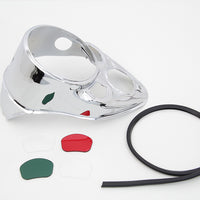 39-0777 - Chrome Skull Dash Panel with Red Lens by V-Twin