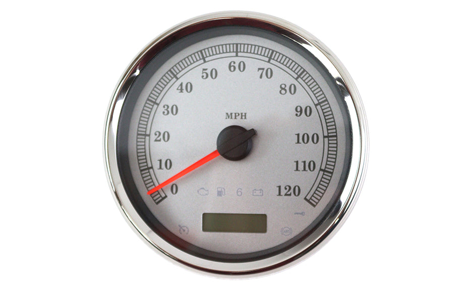 39-0881 - 5 inch Electronic Speedometer Assembly Silver by V-Twin