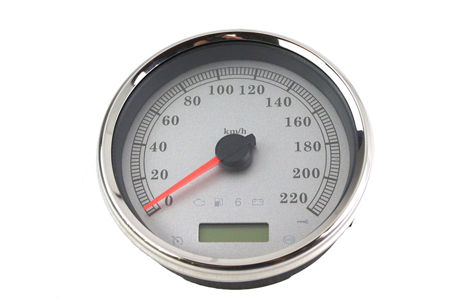 39-0883 - 5 inch Electronic Speedometer Assembly Silver by V-Twin