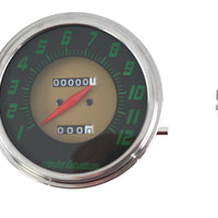 39-0889 - FLH 2:1 Ratio Replica Green Face Speedometer by V-Twin
